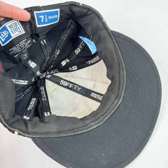 New Era 59Fifty Hat Mens 7 1/2 Black Striped Chicago Cubs Baseball Cap Wool - Picture 5 of 6